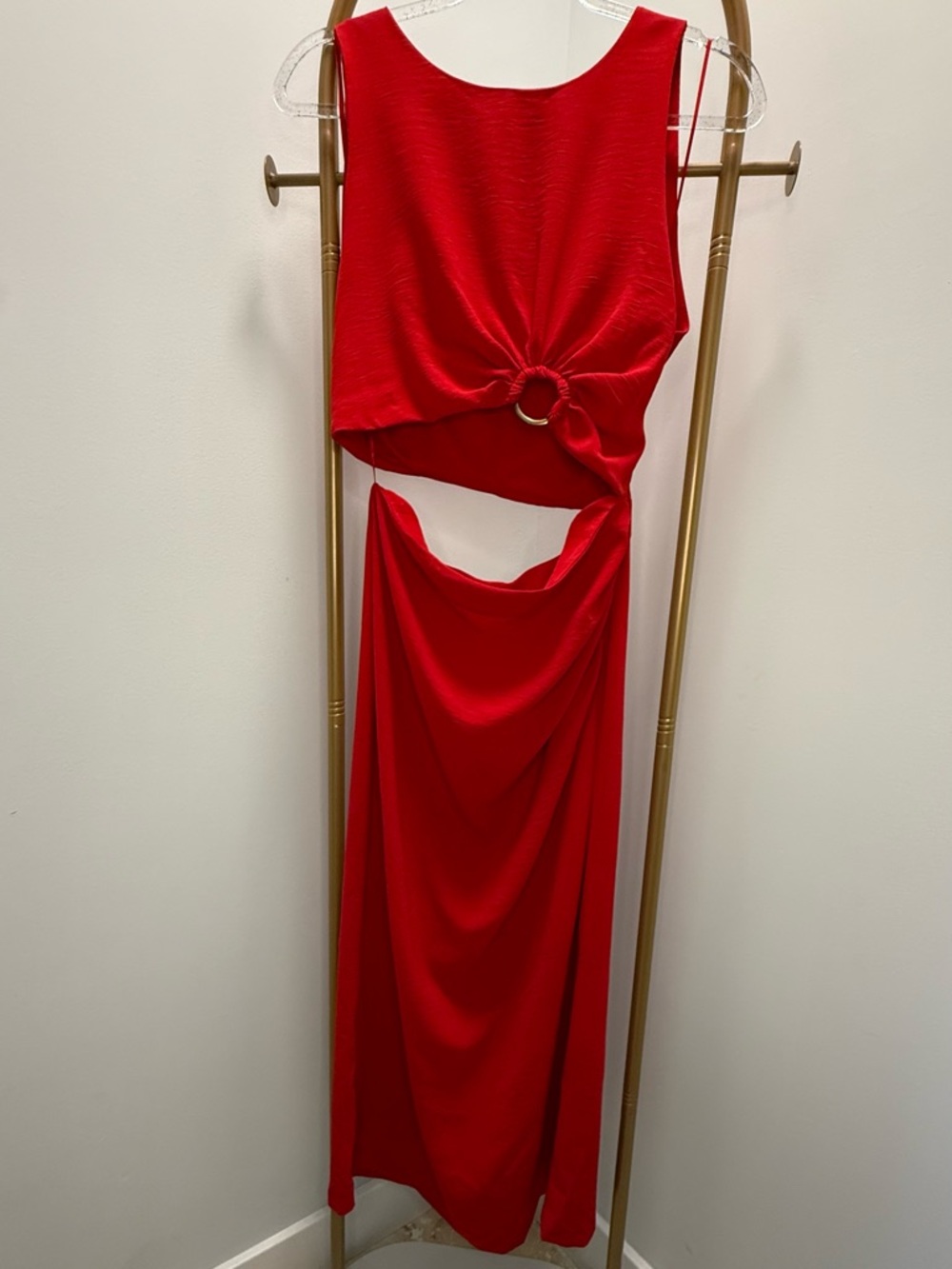 Zara Bright Red Dress with Black Logo Tag
